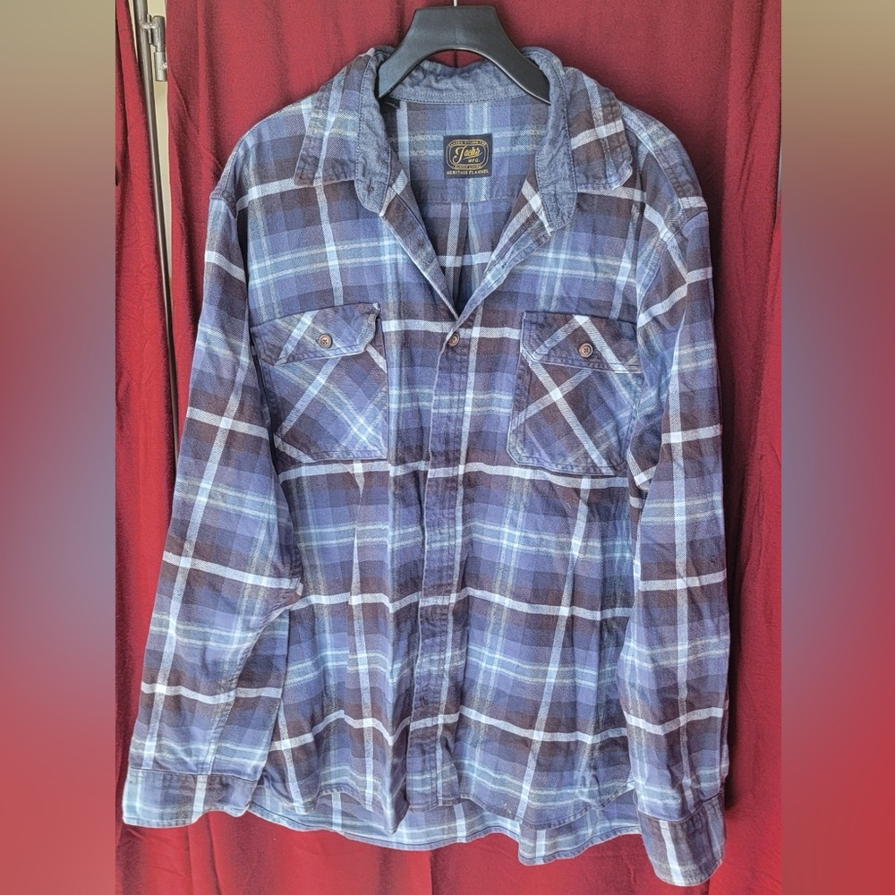Jachs Blue and White Plaid Men's Shirt